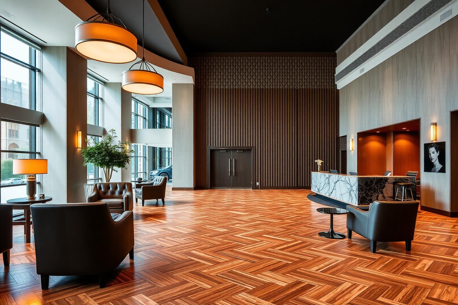 Visgraat parketvloer in hotel