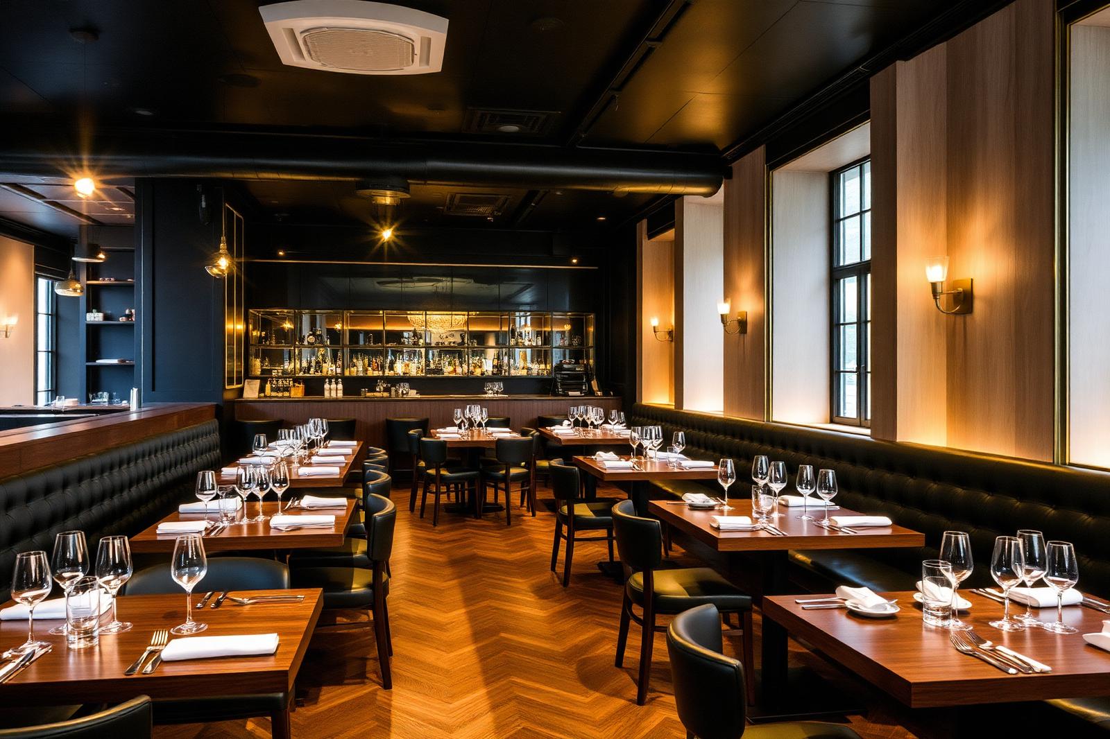 Sfeervol restaurant met visgraat parketvloer