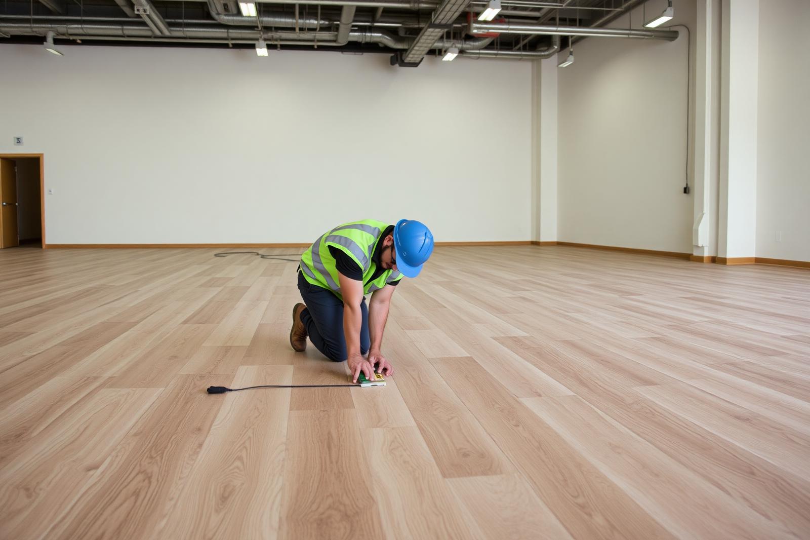 Vakman aan het werk op een projectvloer